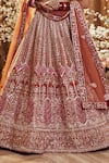 Bindani by Jigar & Nikita_Orange Raw Silk Floral Embroidered Lehenga Set_Online_at_Aza_Fashions