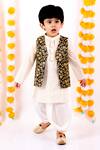 Buy_Little Bansi_Black Cotton Embroidery Floral Bundi And Kurta Set _at_Aza_Fashions