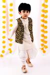 Buy_Little Bansi_Black Cotton Embroidery Floral Bundi And Kurta Set _Online_at_Aza_Fashions