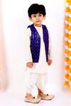 Little Bansi_Blue Cotton Mirrors, Sequins Embroidered Kurta Set _Online_at_Aza_Fashions