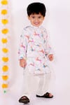 Little Bansi_White 100% Cotton Printed Animal Kurta Set _Online_at_Aza_Fashions