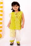 Buy_Little Bansi_Green Silk, Cotton Tassels, Embroidery Floral Woven Kurta Set _at_Aza_Fashions
