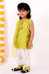 Buy_Little Bansi_Green Silk, Cotton Tassels, Embroidery Floral Woven Kurta Set _Online_at_Aza_Fashions