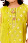 Little Bansi_Green Silk, Cotton Tassels, Embroidery Floral Woven Kurta Set _at_Aza_Fashions