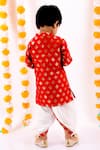 Shop_Little Bansi_Red 50% Cotton Woven Floral Kurta And Dhoti Pant Set _at_Aza_Fashions