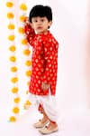 Little Bansi_Red 50% Cotton Woven Floral Kurta And Dhoti Pant Set _Online_at_Aza_Fashions