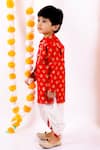 Buy_Little Bansi_Red 50% Cotton Woven Floral Kurta And Dhoti Pant Set _Online_at_Aza_Fashions