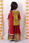 Shop_Little Bansi_Green Silk, Cotton Mirrors, Embroidery Kurta Lehenga Set _at_Aza_Fashions