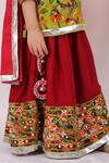 Shop_Little Bansi_Green Silk, Cotton Mirrors, Embroidery Kurta Lehenga Set _Online_at_Aza_Fashions