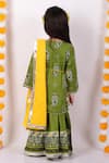 Shop_Little Bansi_Green Cotton Beads, Cut Work Printed Kurta Lehenga Set _at_Aza_Fashions