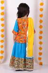 Shop_Little Bansi_Blue Cotton Embroidery, Tassels Kurta Lehenga Set _at_Aza_Fashions