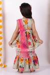 Shop_Little Bansi_Grey Cotton Floral Print Sharara Set For Girls_at_Aza_Fashions