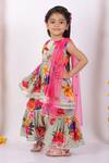 Little Bansi_Grey Cotton Floral Print Sharara Set For Girls_Online_at_Aza_Fashions