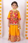Buy_Little Bansi_Yellow Embroidered Kurta Lehenga Set For Girls_Online_at_Aza_Fashions