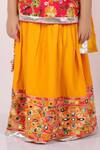 Shop_Little Bansi_Yellow Embroidered Kurta Lehenga Set For Girls_Online_at_Aza_Fashions