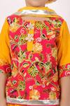 Little Bansi_Yellow Embroidered Kurta Lehenga Set For Girls_at_Aza_Fashions