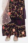 Shop_Little Bansi_Purple Velvet, Chiffon Embroidery Floral Kurta Set _Online_at_Aza_Fashions