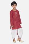 Little Bansi_Maroon Cotton Kurta And Dhoti Pant Set _Online_at_Aza_Fashions