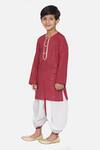 Buy_Little Bansi_Maroon Cotton Kurta And Dhoti Pant Set _Online_at_Aza_Fashions