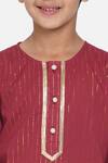 Little Bansi_Maroon Cotton Kurta And Dhoti Pant Set _at_Aza_Fashions
