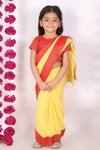 Little Bansi_Red Georgette Pre-draped Saree With Blouse For Girls_Online_at_Aza_Fashions