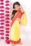 Buy_Little Bansi_Red Georgette Pre-draped Saree With Blouse For Girls_Online_at_Aza_Fashions