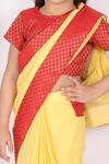 Little Bansi_Red Georgette Pre-draped Saree With Blouse For Girls_at_Aza_Fashions