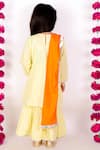 Shop_Little Bansi_Yellow Cotton, Lurex Mirrors, Embroidery Striped Kurta Sharara Set _at_Aza_Fashions