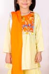 Little Bansi_Yellow Cotton, Lurex Mirrors, Embroidery Striped Kurta Sharara Set _at_Aza_Fashions