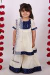 Buy_Little Bansi_Beige Embellished Kurta Sharara Set For Girls_at_Aza_Fashions