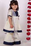 Little Bansi_Beige Embellished Kurta Sharara Set For Girls_Online_at_Aza_Fashions