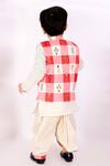 Shop_Little Bansi_Beige Cotton Beads, Embroidery Printed Jacket And Kurta Set _at_Aza_Fashions