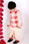 Shop_Little Bansi_Beige Cotton Beads, Embroidery Printed Jacket And Kurta Set _Online_at_Aza_Fashions