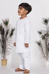 Little Bansi_White Cotton Gota Patti Kurta And Pant Set _Online_at_Aza_Fashions