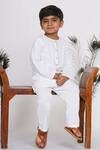 Buy_Little Bansi_White Cotton Gota Patti Kurta And Pant Set _Online_at_Aza_Fashions