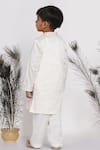 Shop_Little Bansi_Cream Silk Embroidery, Sequins Sherwani And Pant Set _at_Aza_Fashions