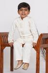 Buy_Little Bansi_Cream Silk Embroidery, Sequins Sherwani And Pant Set _Online_at_Aza_Fashions