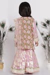 Shop_Little Bansi_Pink Cotton, Net Embroidery, Lace, Sequins Floral Print Kurta Sharara Set _at_Aza_Fashions
