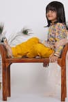 Buy_Little Bansi_Yellow Cotton, Net Sequins Floral Print Kurta Salwar Set _Online_at_Aza_Fashions