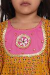 Little Bansi_Yellow Cotton And Net Floral Kurta Salwar Set _at_Aza_Fashions