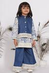 Buy_Little Bansi_Blue Cotton Printed Digital Lace Patch Work Jacket Pant Set _at_Aza_Fashions