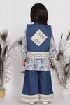 Shop_Little Bansi_Blue Cotton Printed Digital Lace Patch Work Jacket Pant Set _at_Aza_Fashions