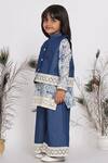 Buy_Little Bansi_Blue Cotton Printed Digital Lace Patch Work Jacket Pant Set _Online_at_Aza_Fashions