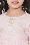 Little Bansi_Pink Cotton Embroidered Thread Work Floral Kurta Sharara Set _at_Aza_Fashions