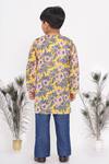 Shop Little Bansi Yellow Cotton Floral Print Kurta And Pant Set at Aza Fashions Shop_Little Bansi_Yellow Cotton Floral Print Kurta And Pant Set _at_Aza_Fashions