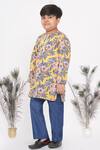 Little Bansi Yellow Cotton Floral Print Kurta And Pant Set Online at Aza Fashions Little Bansi_Yellow Cotton Floral Print Kurta And Pant Set _Online_at_Aza_Fashions
