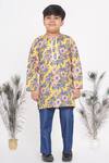 Buy Little Bansi Yellow Cotton Floral Print Kurta And Pant Set Online at Aza Fashions Buy_Little Bansi_Yellow Cotton Floral Print Kurta And Pant Set _Online_at_Aza_Fashions