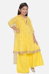 Little Bansi_Yellow 70% Cotton Embroidered Sequin Anarkali Set _Online_at_Aza_Fashions