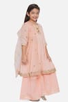 Little Bansi_Peach 70% Cotton Embroidered Sequin Anarkali Set _Online_at_Aza_Fashions