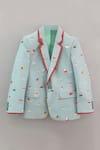 Buy_Little Brats_Blue Rayon Printed Boat Blazer _at_Aza_Fashions